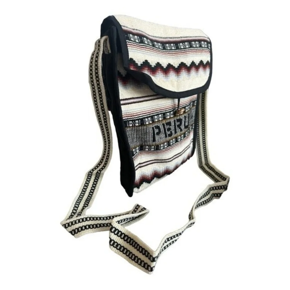 Peru Andean Wool Canvas Crossbody Shoulder Bag Unisex Handmade NWOT